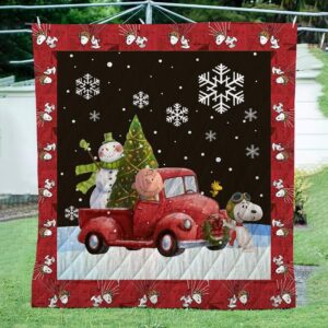 Snoopy Christmas And Snowman 3D Quilt  Quilt